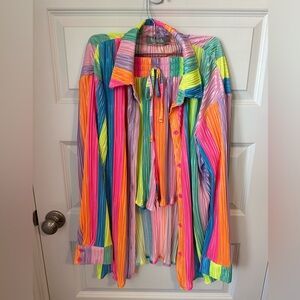 Colorful Striped Women's Shirt and shorts set